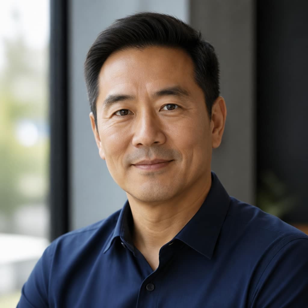 Portrait of Marcus Chen, Chief of Operations at Humanity Foundation